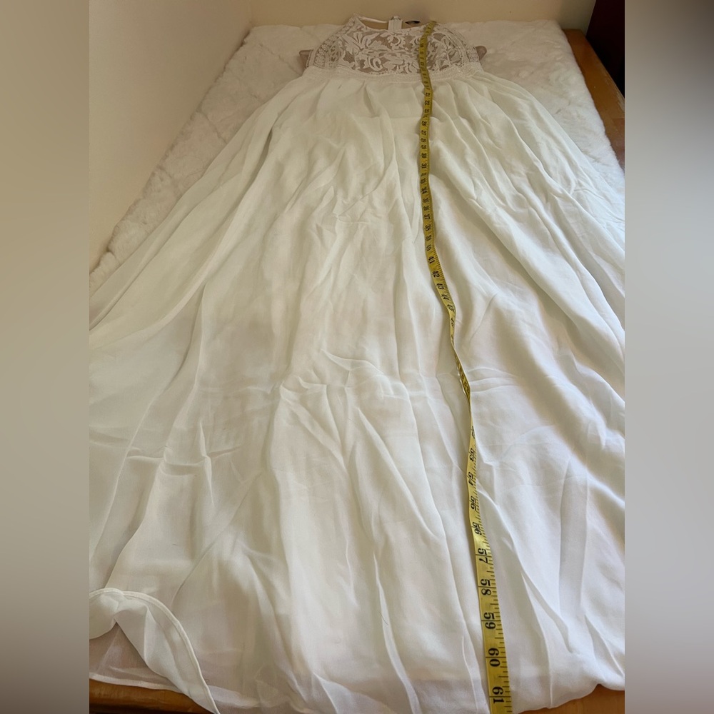 Lulus Forever and Always White Lace Maxi Dress Bridal Wedding Large NWT - Picture 10 of 14